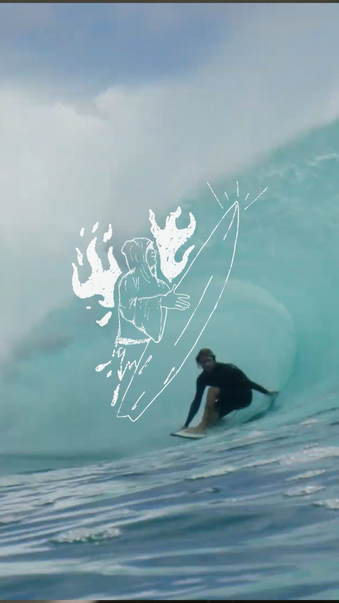 Surfista dentro do tubo de uma onda